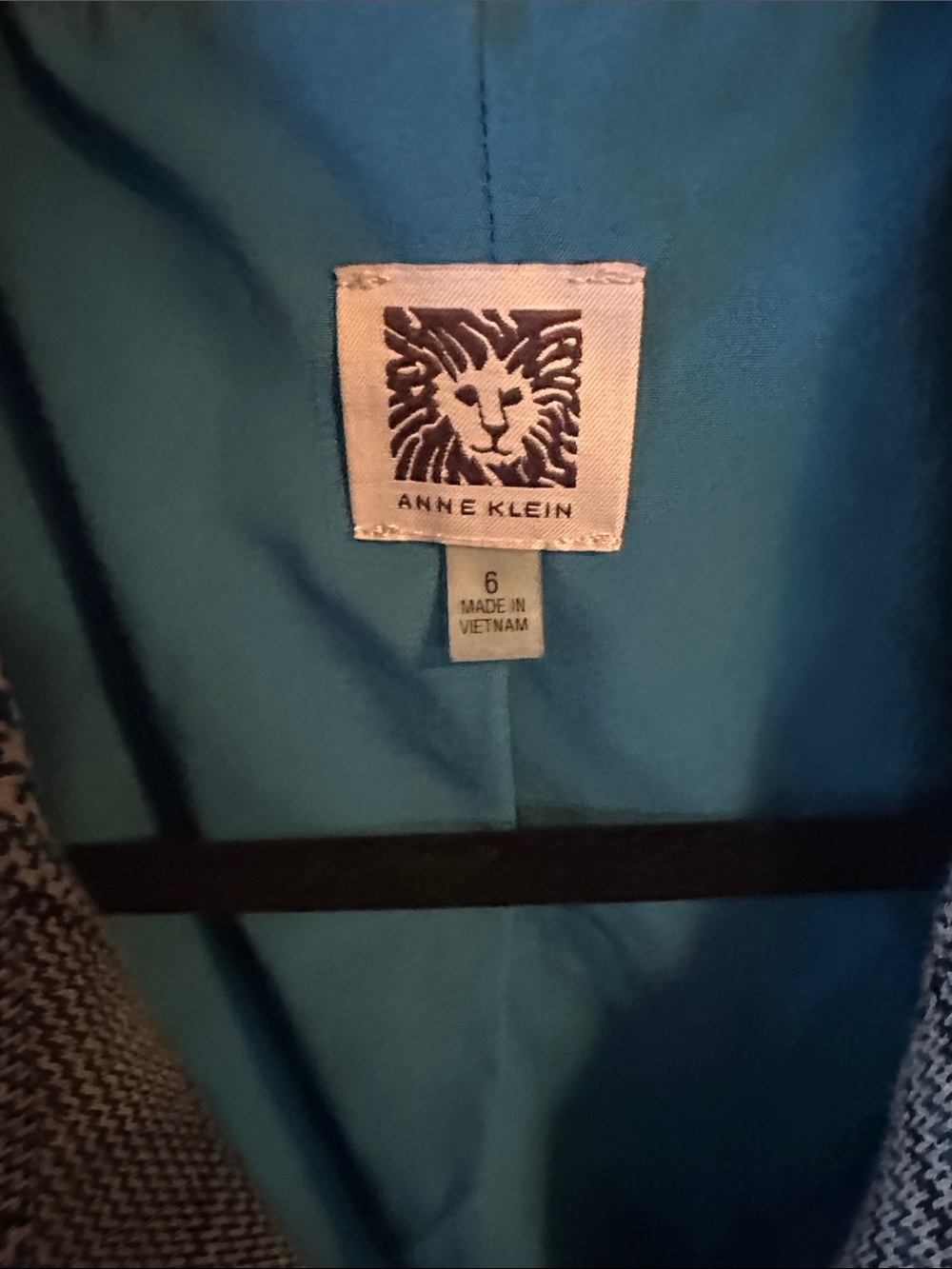 Anne Klein Plaid Draped Women's Jacket - Black, White & blue size 6 - Picture 2 of 4